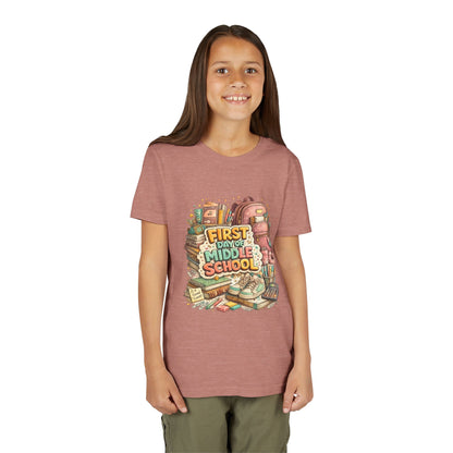 Youth Tee — "First Day of Middle School" Back-to-School Graphic Shirt