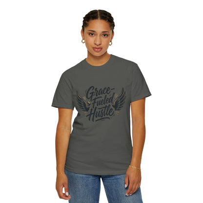 Grace-Fueled Hustle T-Shirt — Inspirational Christian Graphic Tee with Wings