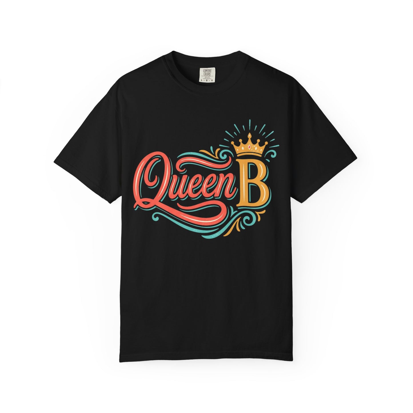 Queen B T-Shirt — Colorful Script Graphic Tee with Crown