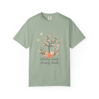 Floral Tree Tee — "Planting Seeds, Growing Hearts" Graphic T-Shirt