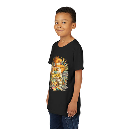 Youth Back to School Graphic Tee — 'Back to School' Backpack & Supplies Design