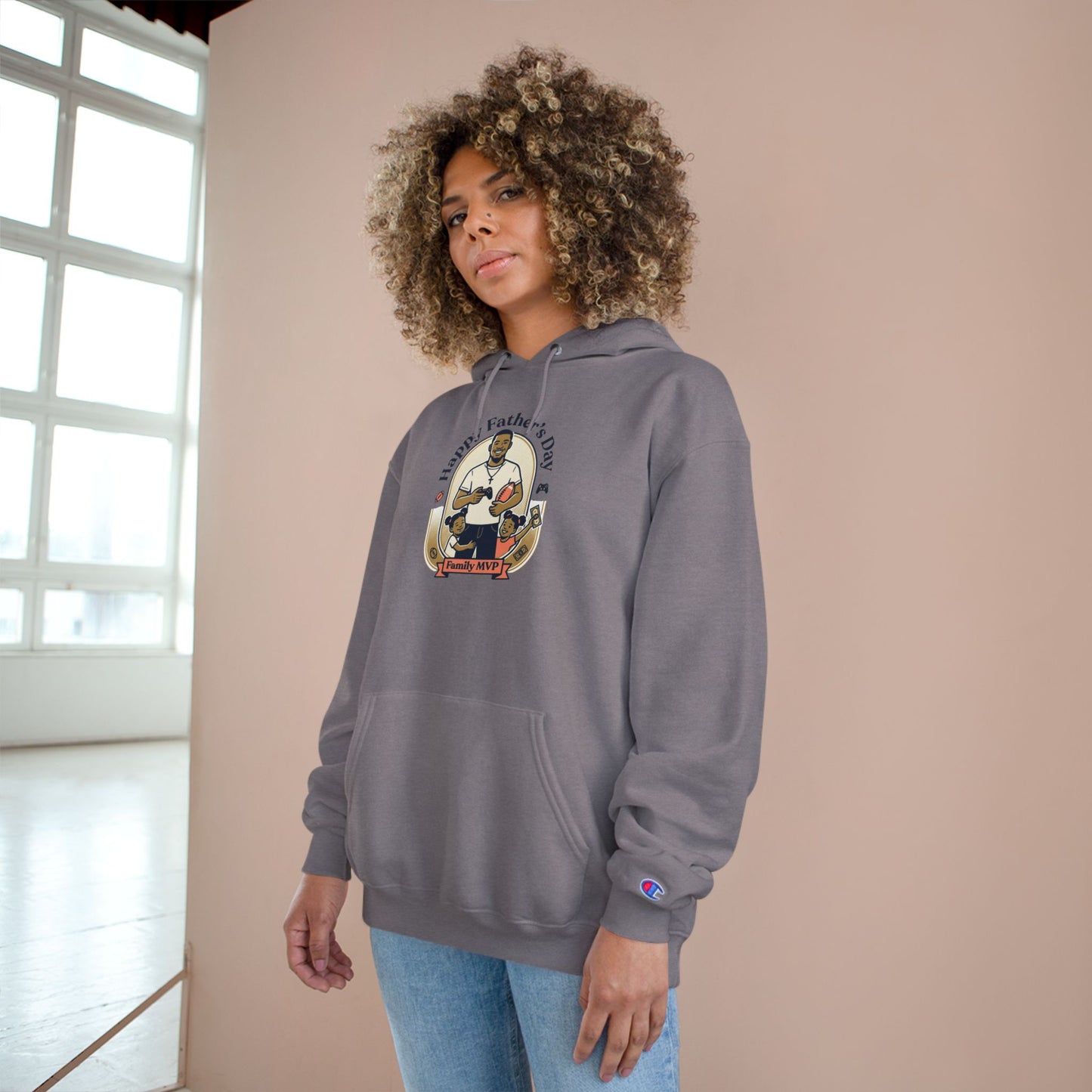 Father’s Day Champion Hoodie — “Happy Father’s Day” Retro Dad Graphic