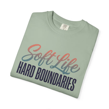 Soft Life, Hard Boundaries T-Shirt — Feminine Script Empowerment Tee