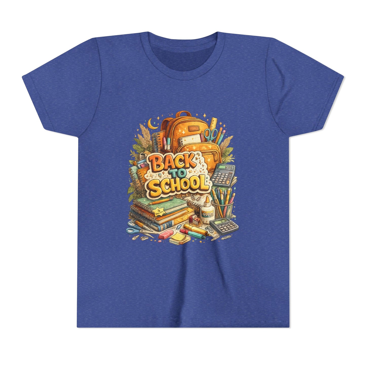Youth Back to School Graphic Tee — 'Back to School' Backpack & Supplies Design