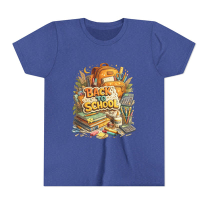 Youth Back to School Graphic Tee — 'Back to School' Backpack & Supplies Design