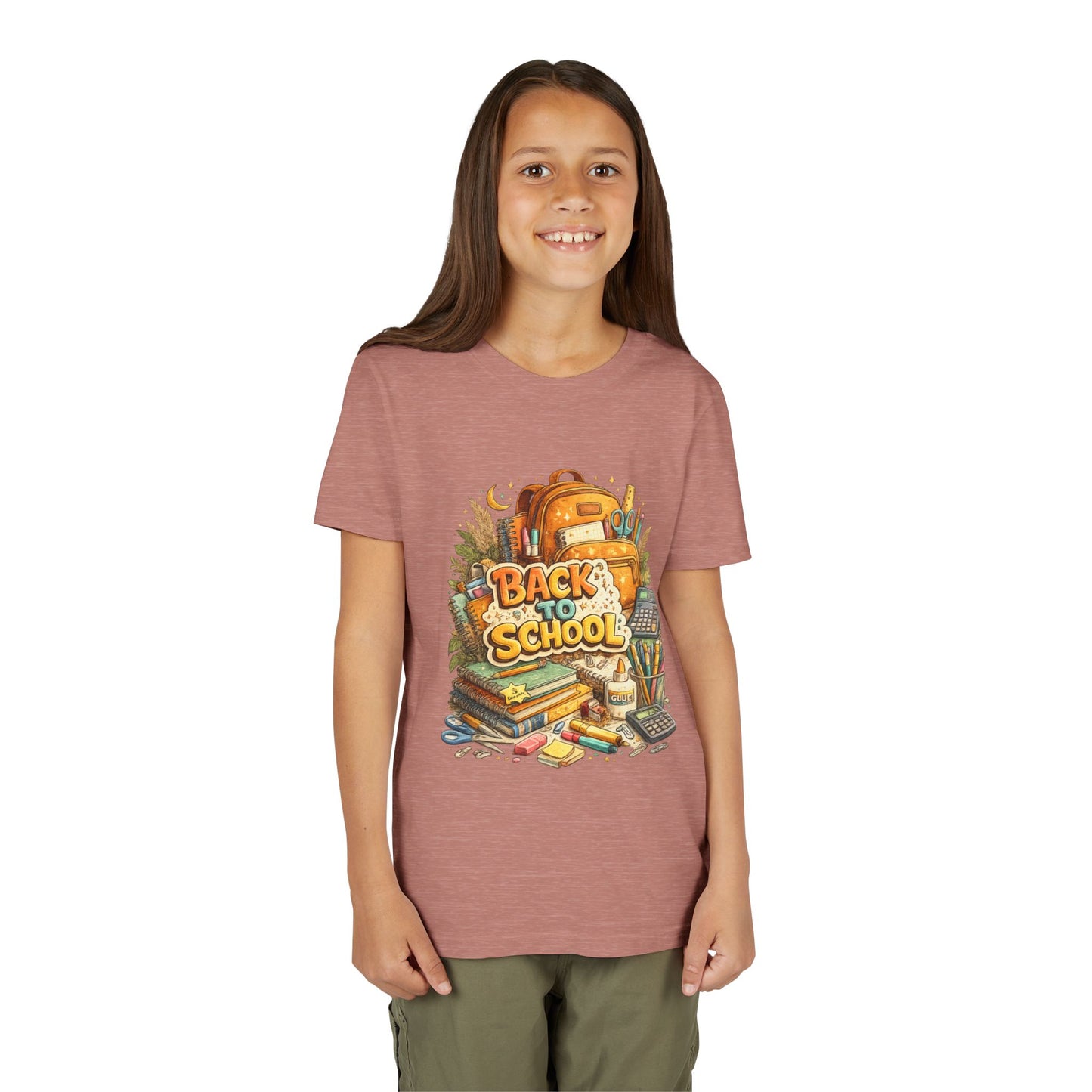 Youth Back to School Graphic Tee — 'Back to School' Backpack & Supplies Design