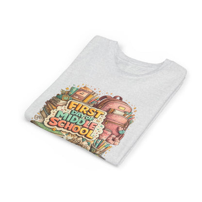 Youth Tee — "First Day of Middle School" Back-to-School Graphic Shirt