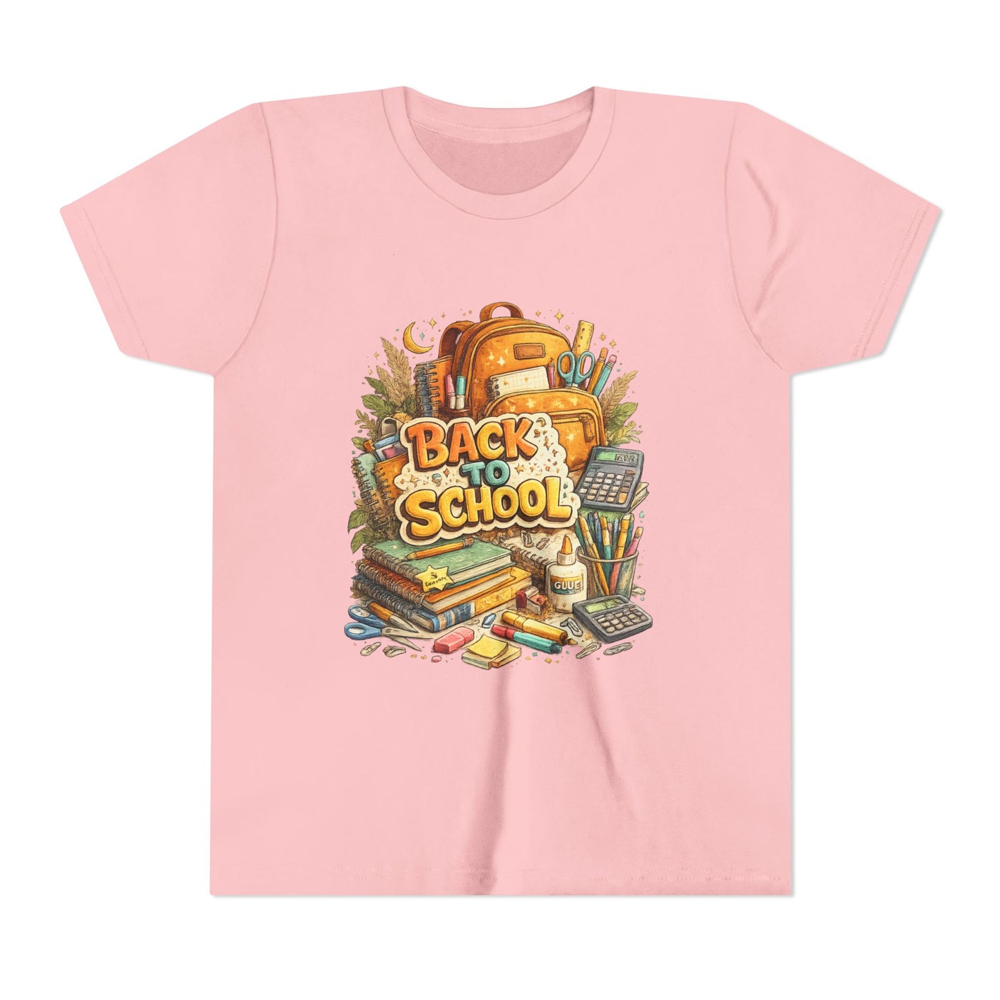 Youth Back to School Graphic Tee — 'Back to School' Backpack & Supplies Design