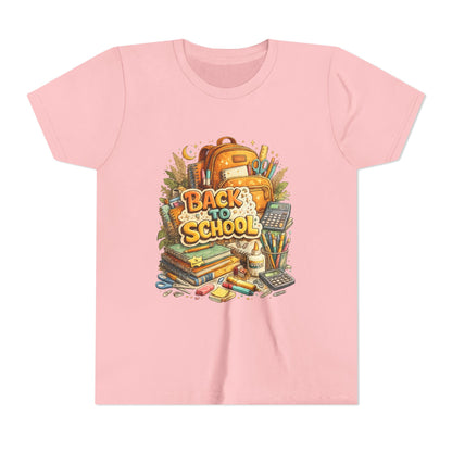 Youth Back to School Graphic Tee — 'Back to School' Backpack & Supplies Design