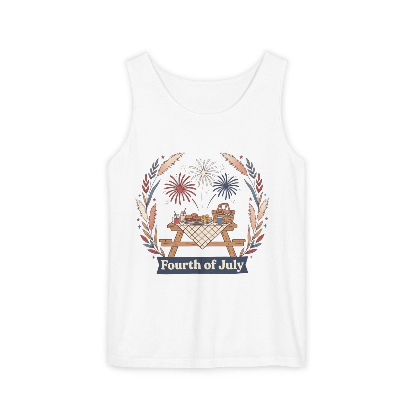 Fourth of July Picnic Tank Top — Patriotic Fireworks BBQ Graphic Tank