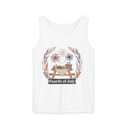 Fourth of July Picnic Tank Top — Patriotic Fireworks BBQ Graphic Tank