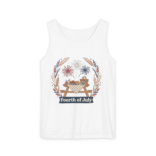 Fourth of July Picnic Tank Top — Patriotic Fireworks BBQ Graphic Tank