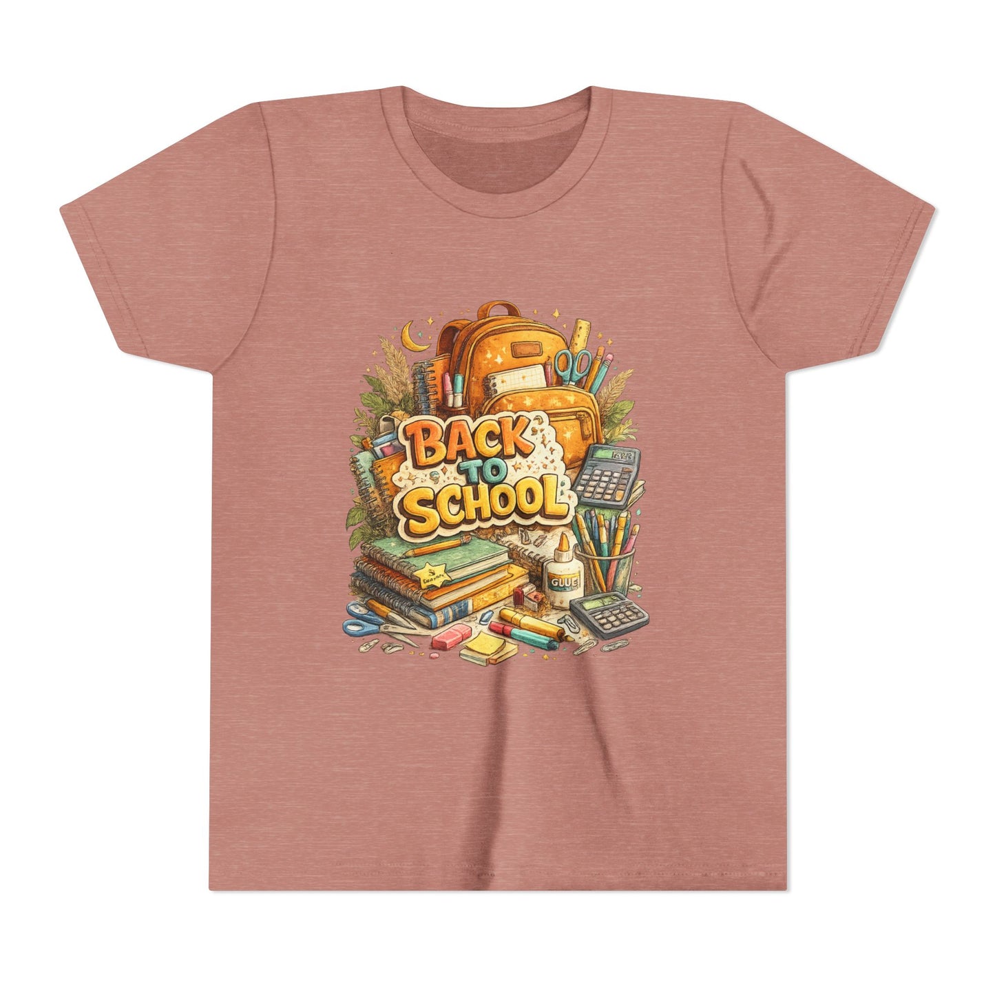 Youth Back to School Graphic Tee — 'Back to School' Backpack & Supplies Design