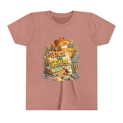 Youth Back to School Graphic Tee — 'Back to School' Backpack & Supplies Design
