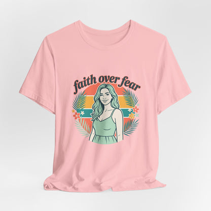Faith Over Fear Graphic Tee — Retro Floral Christian T-Shirt
