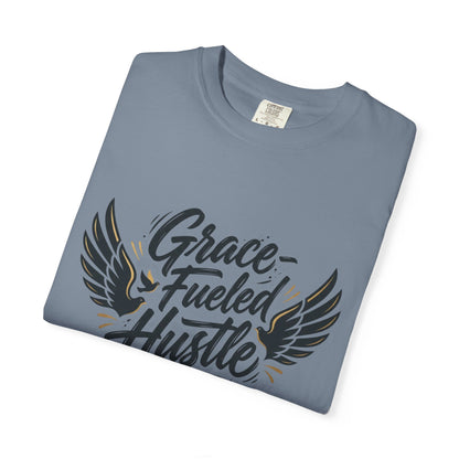 Grace-Fueled Hustle T-Shirt — Inspirational Christian Graphic Tee with Wings