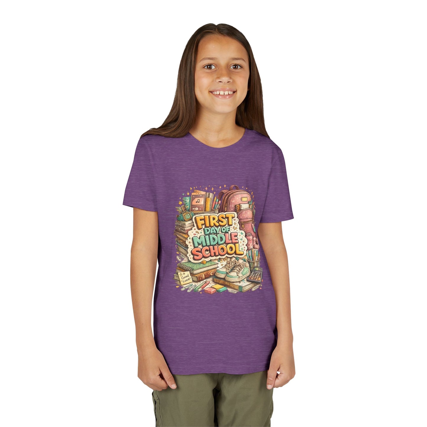 Youth Tee — "First Day of Middle School" Back-to-School Graphic Shirt