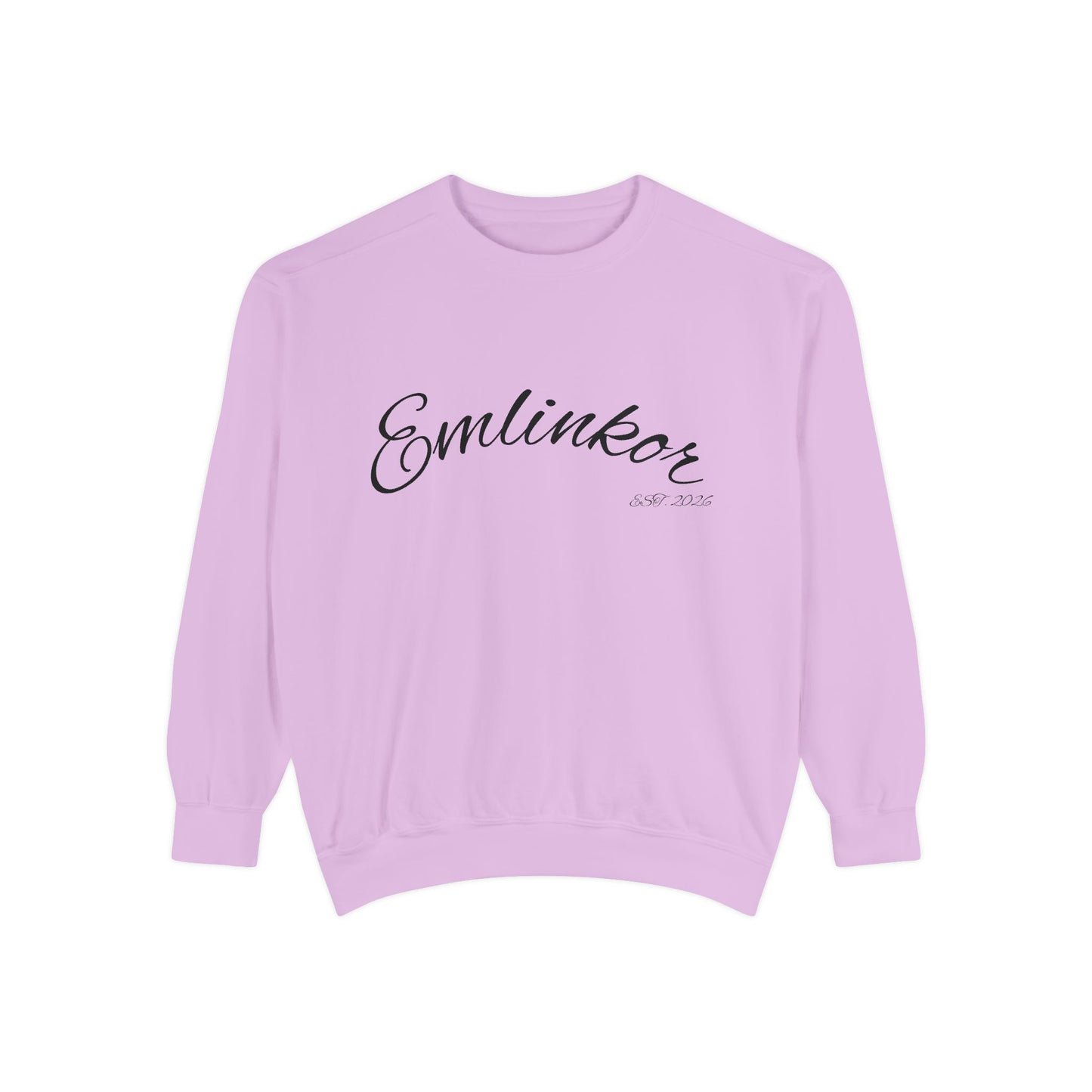 Emlinkor Script Sweatshirt - Casual White Pullover with Cursive Logo