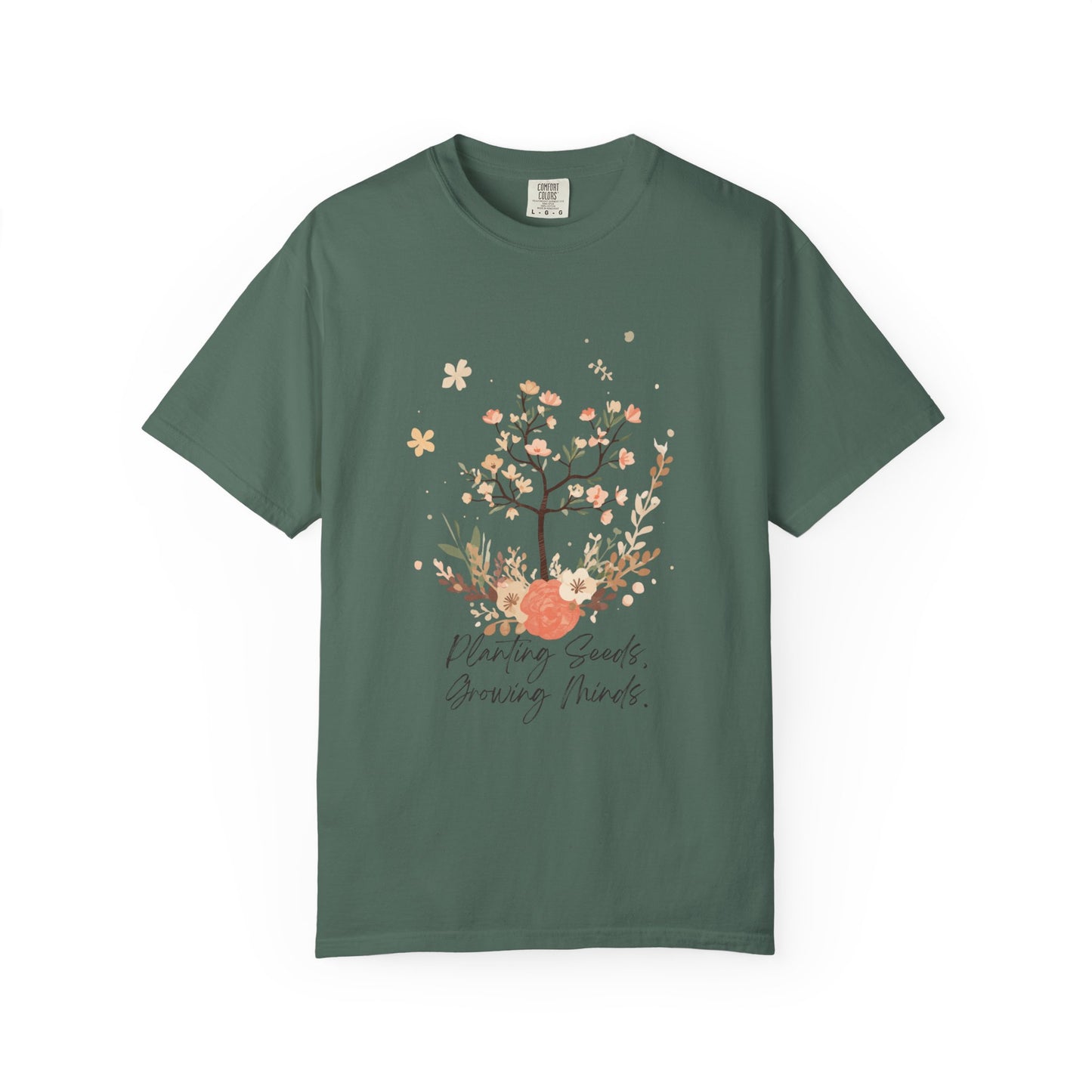 Floral Tree Tee — "Planting Seeds, Growing Hearts" Graphic T-Shirt