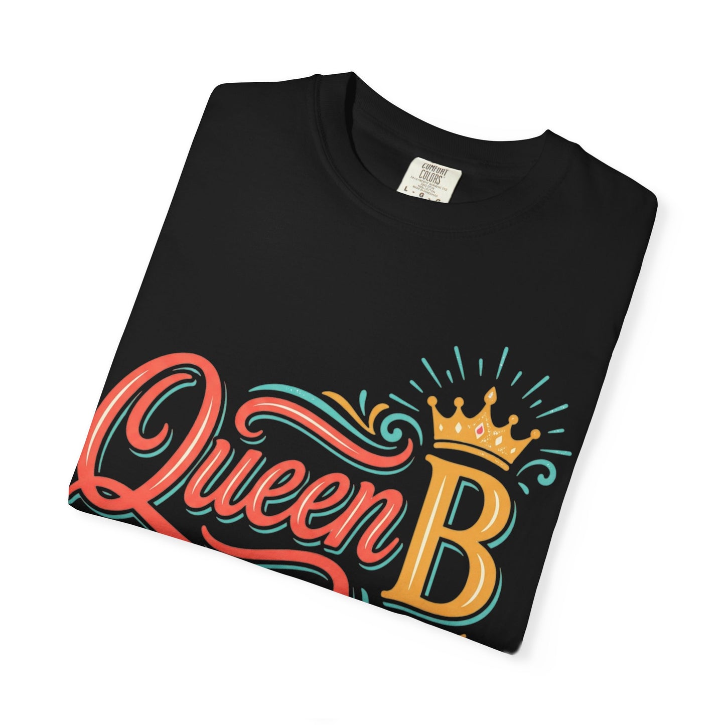 Queen B T-Shirt — Colorful Script Graphic Tee with Crown