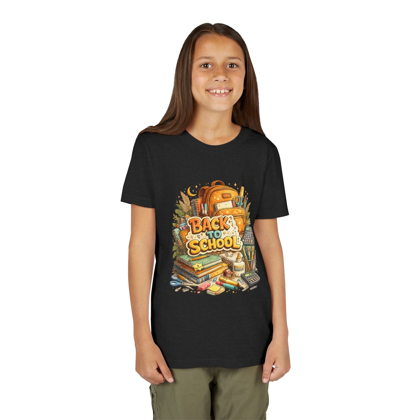 Youth Back to School Graphic Tee — 'Back to School' Backpack & Supplies Design