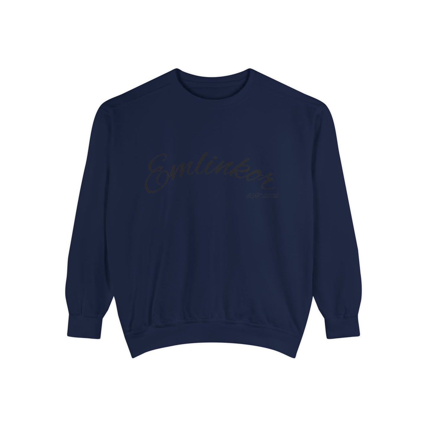 Emlinkor Script Sweatshirt - Casual White Pullover with Cursive Logo