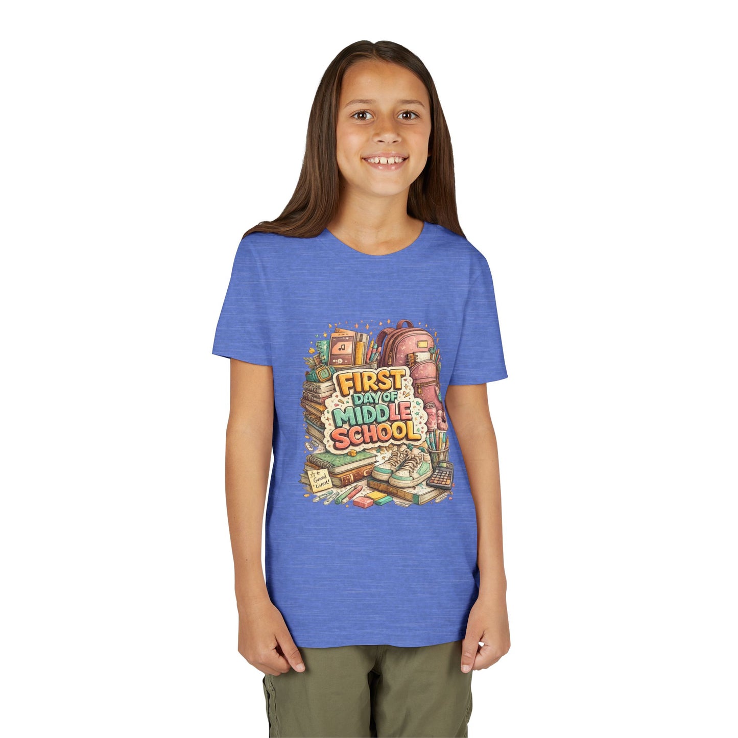 Youth Tee — "First Day of Middle School" Back-to-School Graphic Shirt