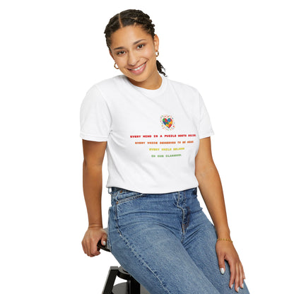 T-Shirt | Rainbow Puzzle Heart Quote Tee — "Every Mind Is A Puzzle Worth Solving"