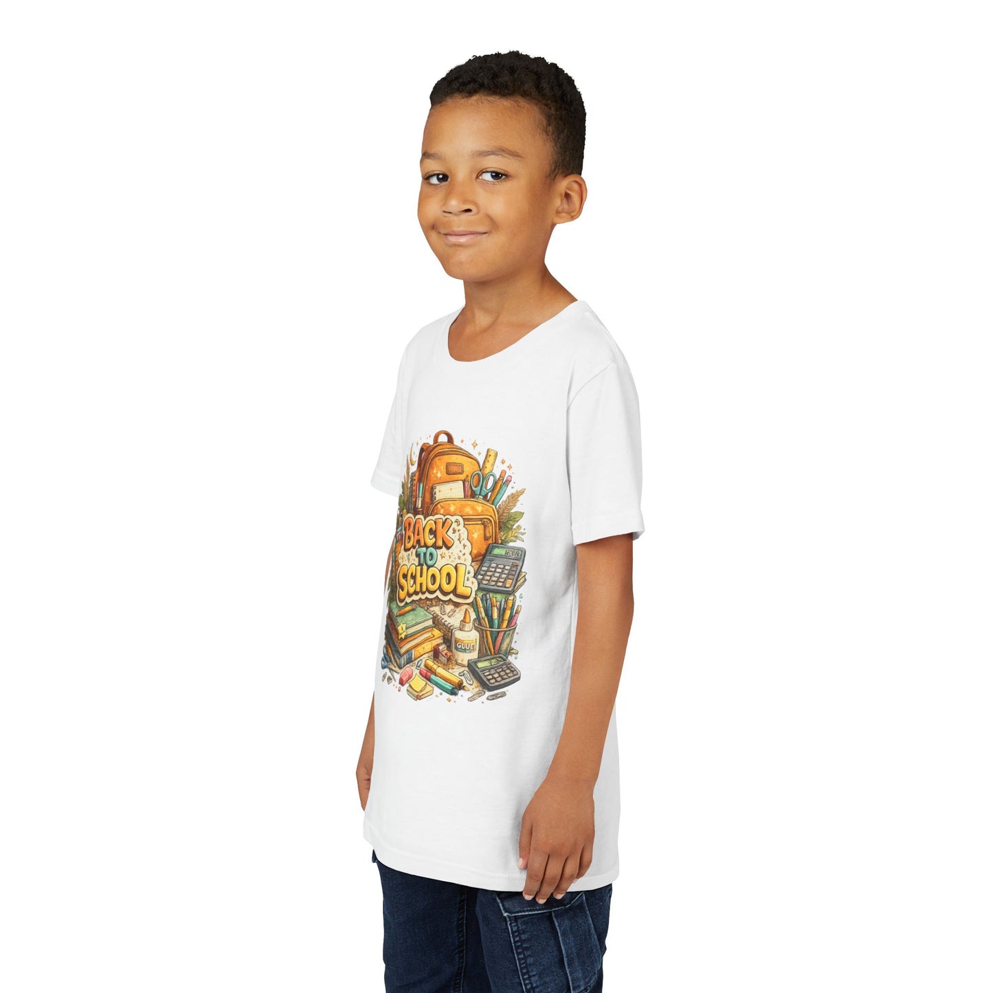 Youth Back to School Graphic Tee — 'Back to School' Backpack & Supplies Design
