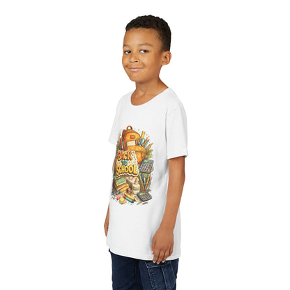 Youth Back to School Graphic Tee — 'Back to School' Backpack & Supplies Design