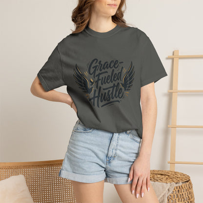 Grace-Fueled Hustle T-Shirt — Inspirational Christian Graphic Tee with Wings