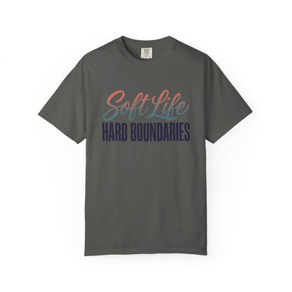 Soft Life, Hard Boundaries T-Shirt — Feminine Script Empowerment Tee