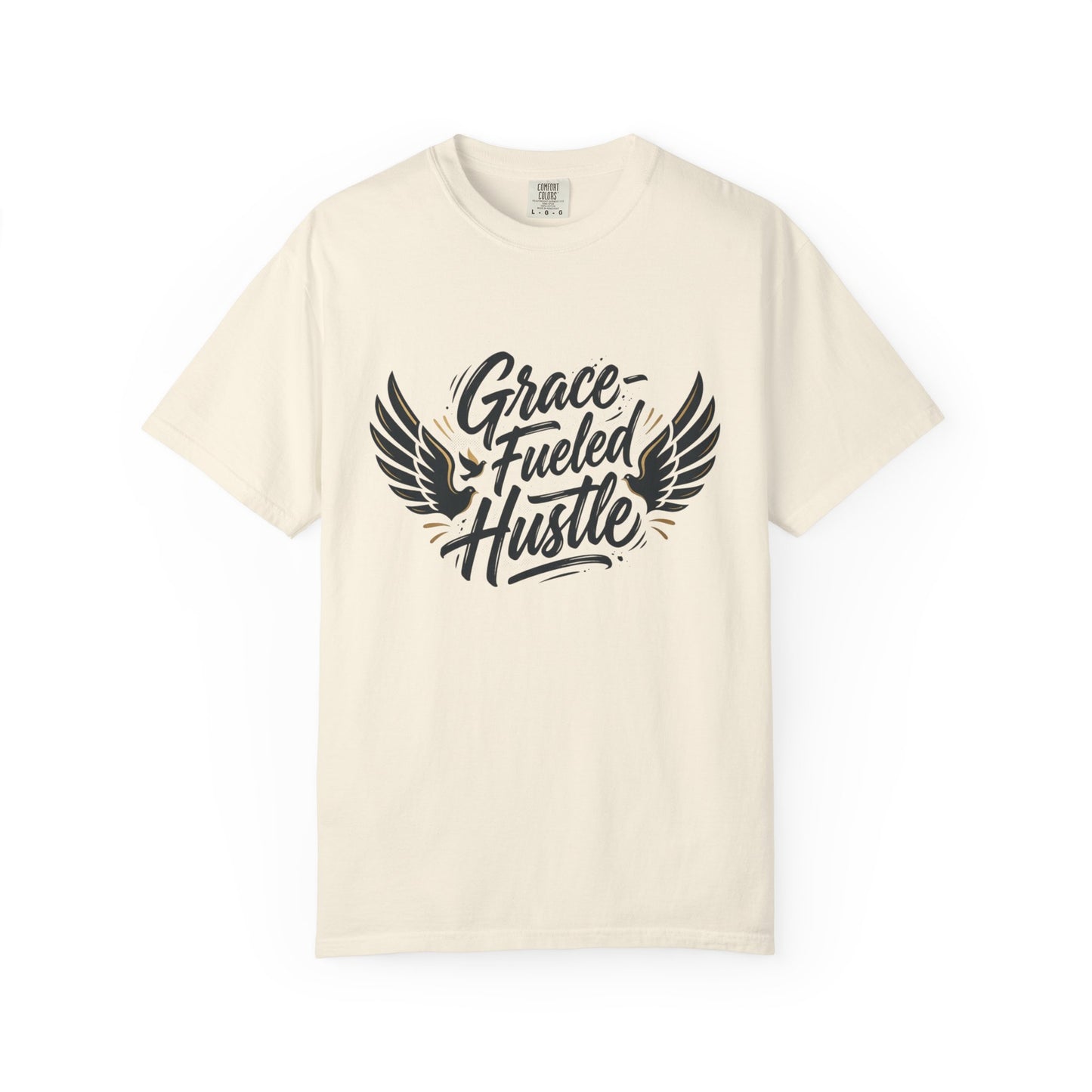 Grace-Fueled Hustle T-Shirt — Inspirational Christian Graphic Tee with Wings