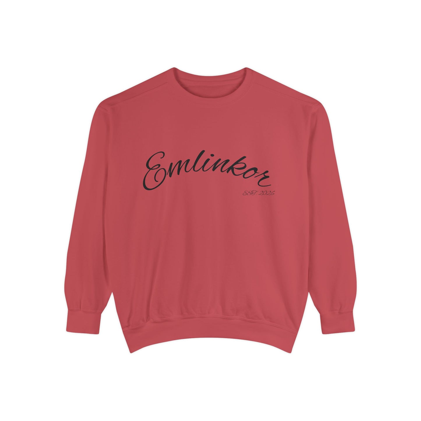 Emlinkor Script Sweatshirt - Casual White Pullover with Cursive Logo