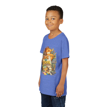 Youth Back to School Graphic Tee — 'Back to School' Backpack & Supplies Design