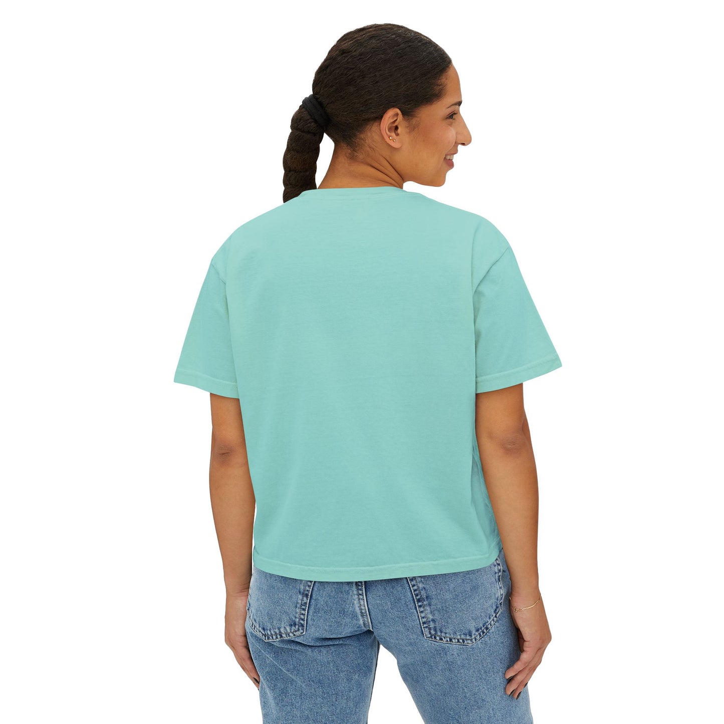 Boxy Tee — Minimal "Hold on to me: overthink less" Women's Cropped T-Shirt