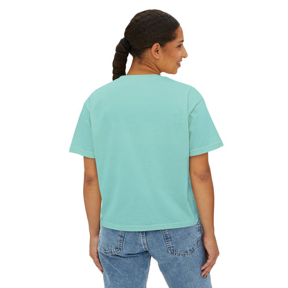 Boxy Tee — Minimal "Hold on to me: overthink less" Women's Cropped T-Shirt