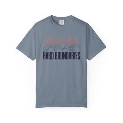Soft Life, Hard Boundaries T-Shirt — Feminine Script Empowerment Tee