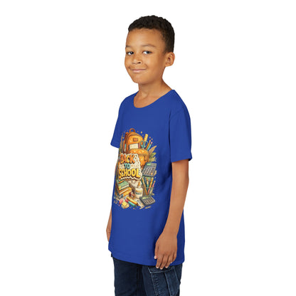 Youth Back to School Graphic Tee — 'Back to School' Backpack & Supplies Design