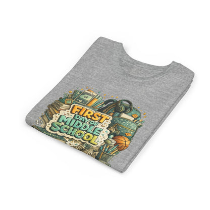 Youth Tee — "First Day of Middle School" Back-to-School Graphic Shirt