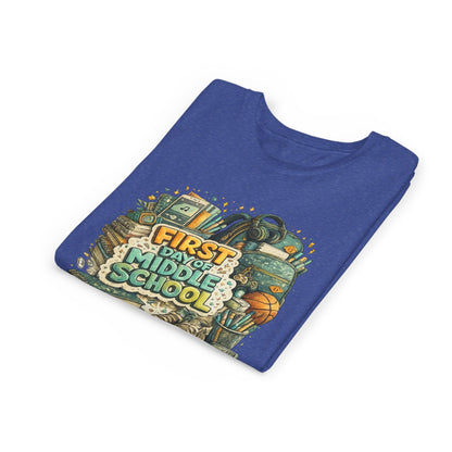 Youth Tee — "First Day of Middle School" Back-to-School Graphic Shirt