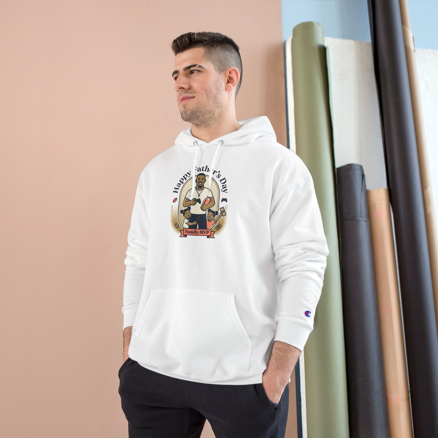Father’s Day Champion Hoodie — “Happy Father’s Day” Retro Dad Graphic