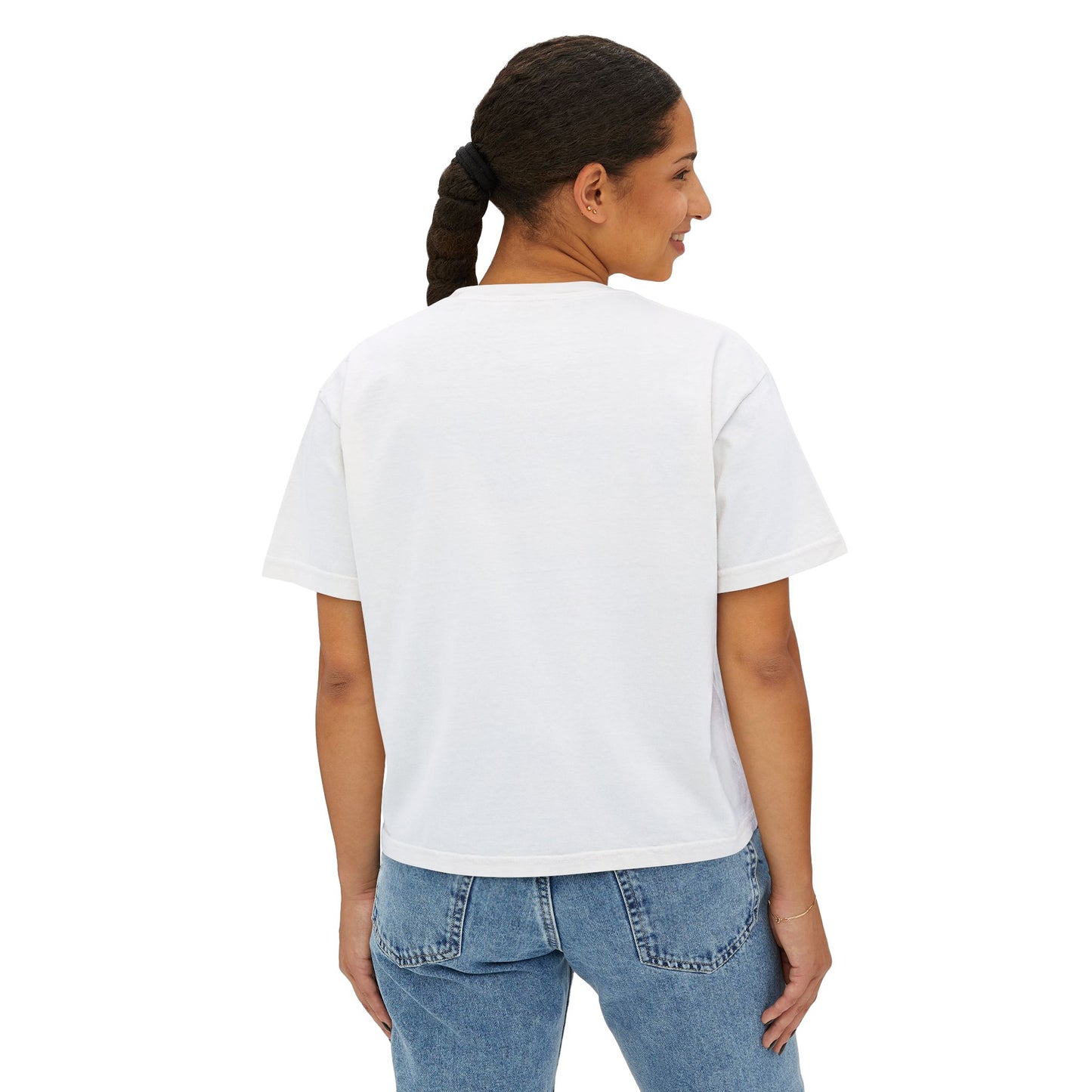 Boxy Tee — Minimal "Hold on to me: overthink less" Women's Cropped T-Shirt