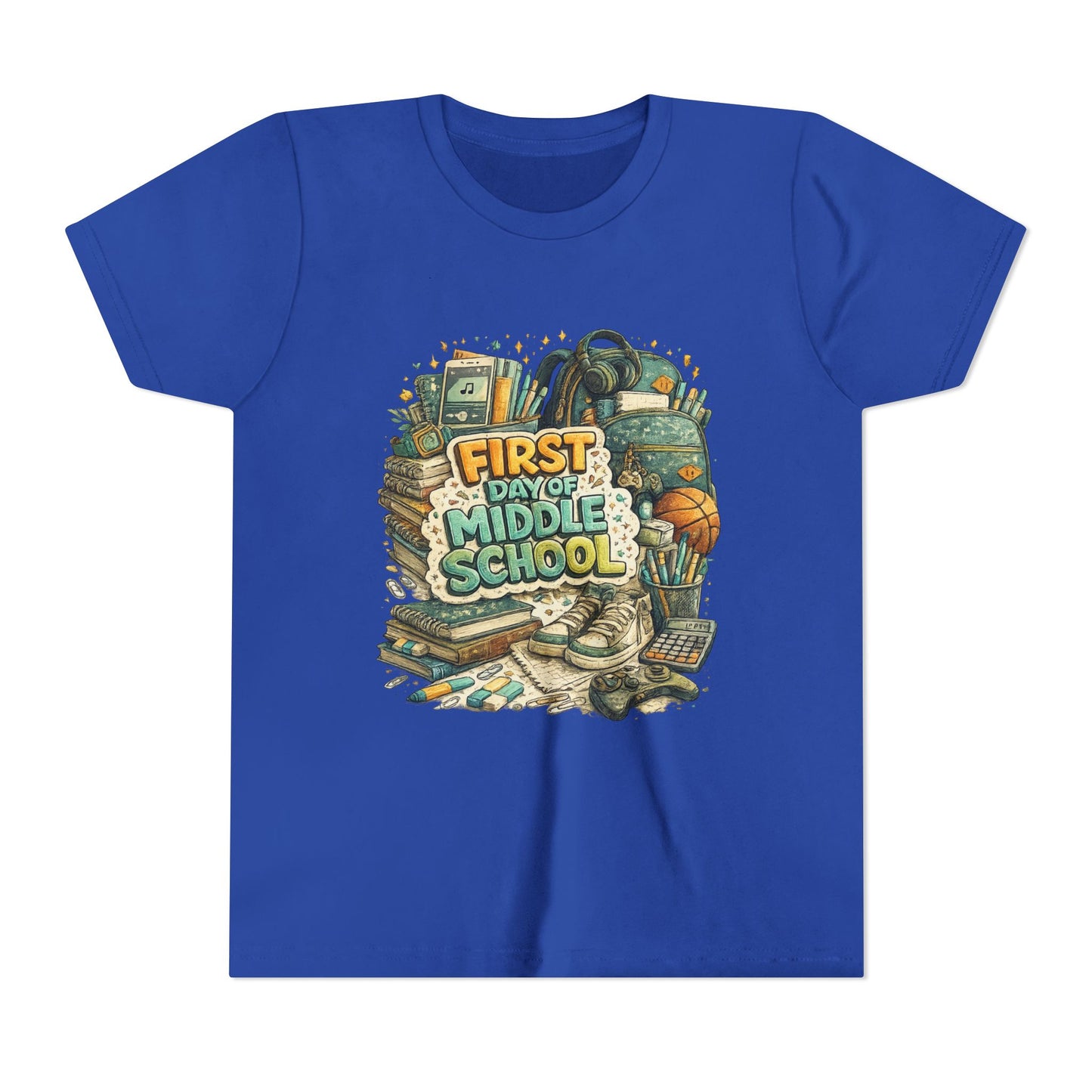 Youth Tee — "First Day of Middle School" Back-to-School Graphic Shirt