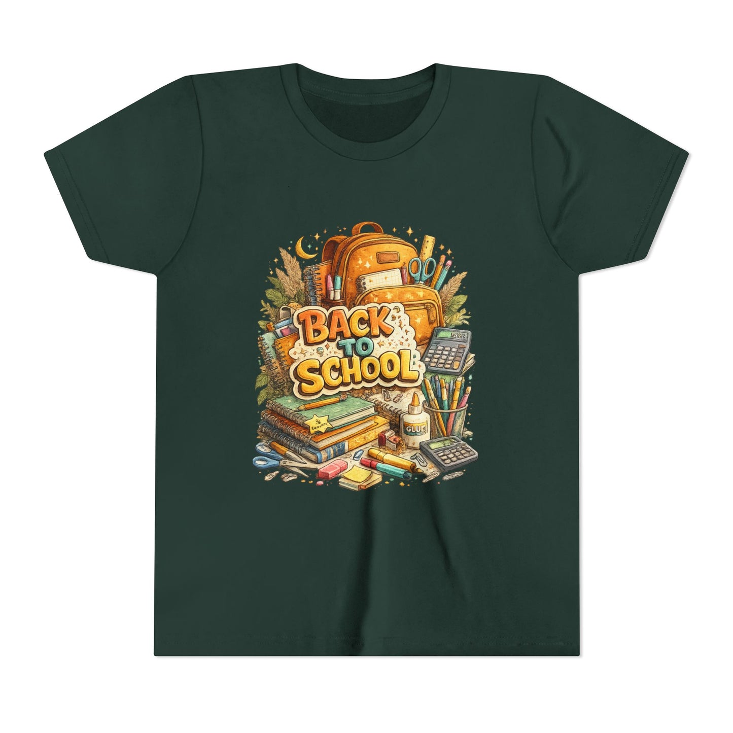 Youth Back to School Graphic Tee — 'Back to School' Backpack & Supplies Design
