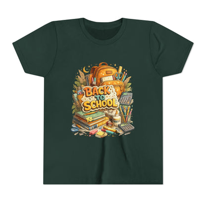 Youth Back to School Graphic Tee — 'Back to School' Backpack & Supplies Design