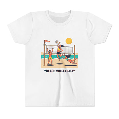 Beach Volleyball Youth Tee — "High Tides High Spikes" Graphic
