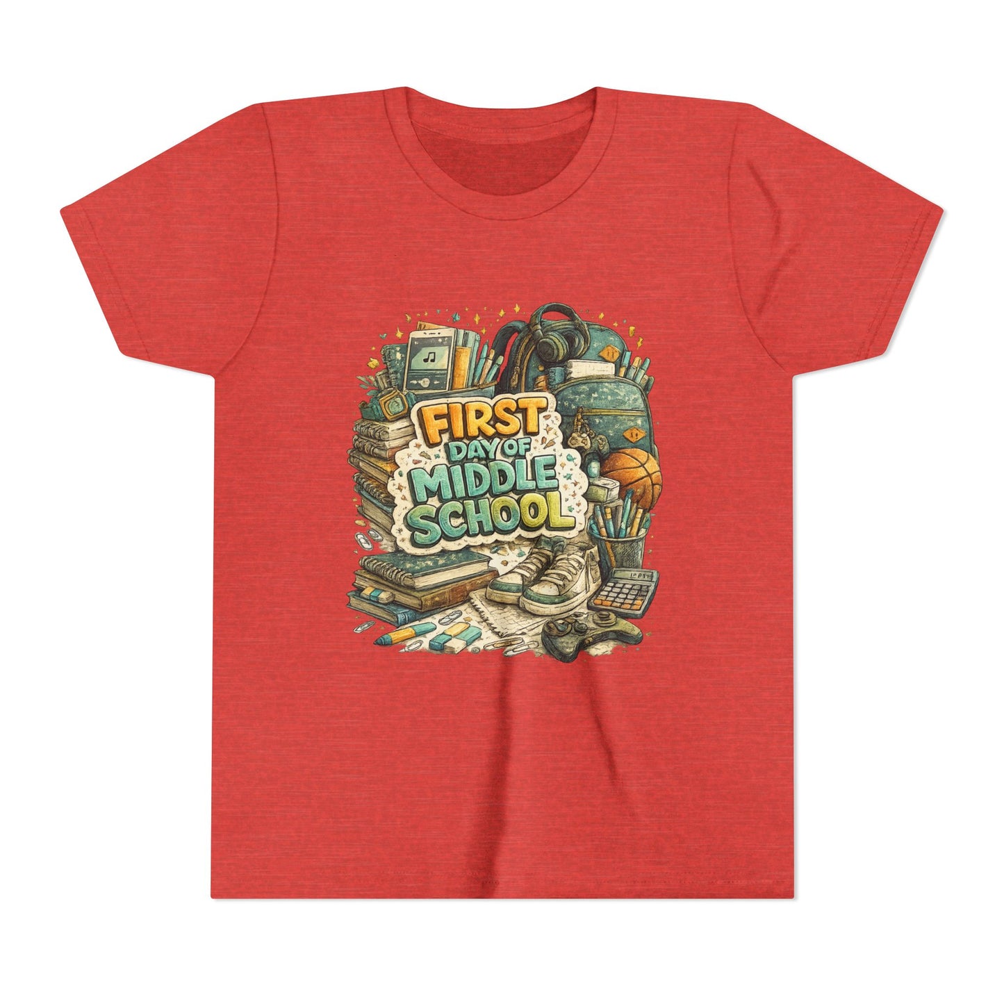Youth Tee — "First Day of Middle School" Back-to-School Graphic Shirt
