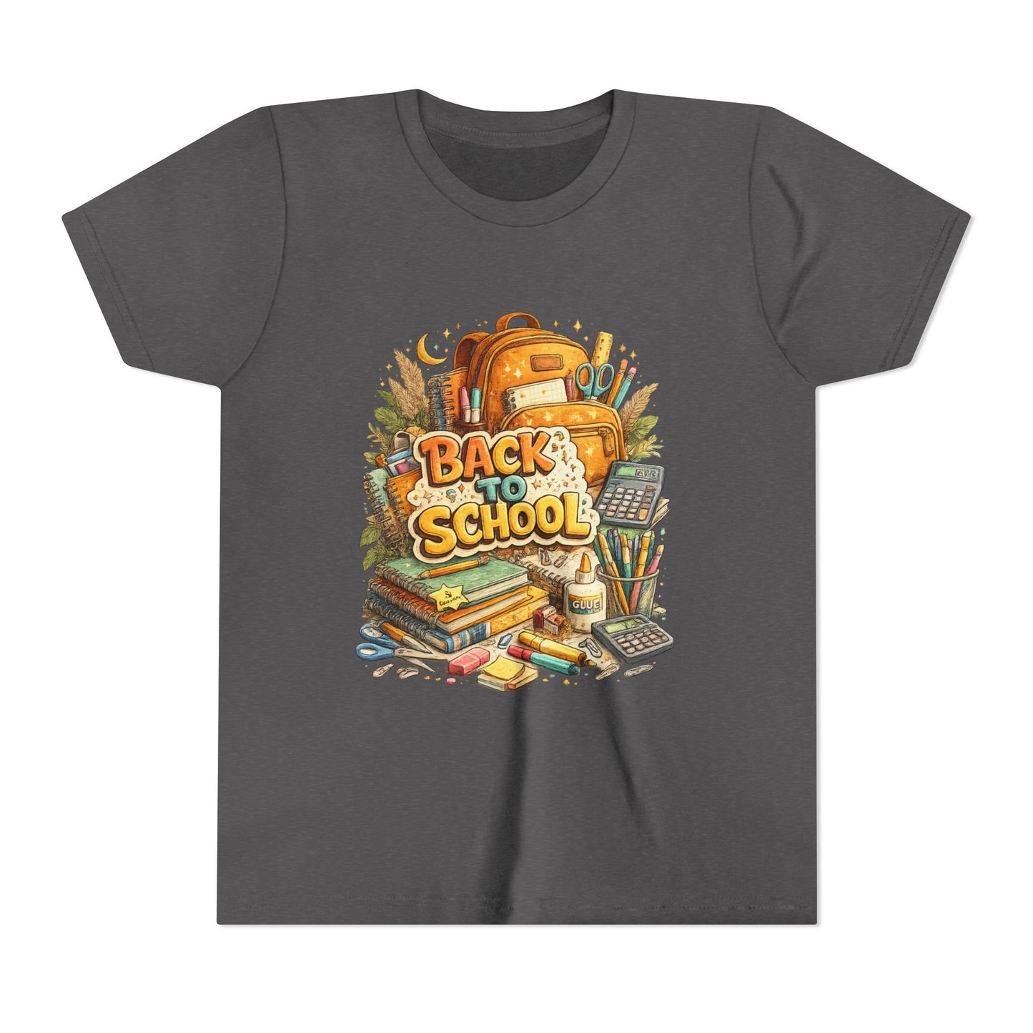 Youth Back to School Graphic Tee — 'Back to School' Backpack & Supplies Design