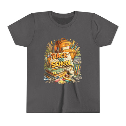 Youth Back to School Graphic Tee — 'Back to School' Backpack & Supplies Design